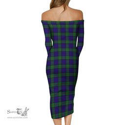 MacKinlay Modern Tartan Off Shoulder Lady Dress Tartan Plaid Long Dress - ScotsTee Shop