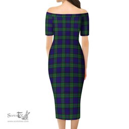 MacKinlay Modern Tartan Off Shoulder Lady Dress Tartan Plaid Long Dress - ScotsTee Shop