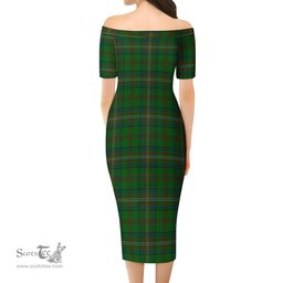 McClure Hunting Tartan Off Shoulder Lady Dress Tartan Plaid Long Dress - ScotsTee Shop