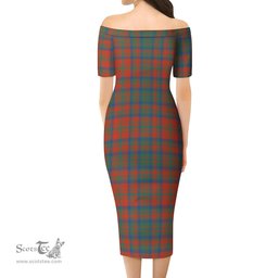 Matheson Ancient Tartan Off Shoulder Lady Dress Tartan Plaid Long Dress - ScotsTee Shop