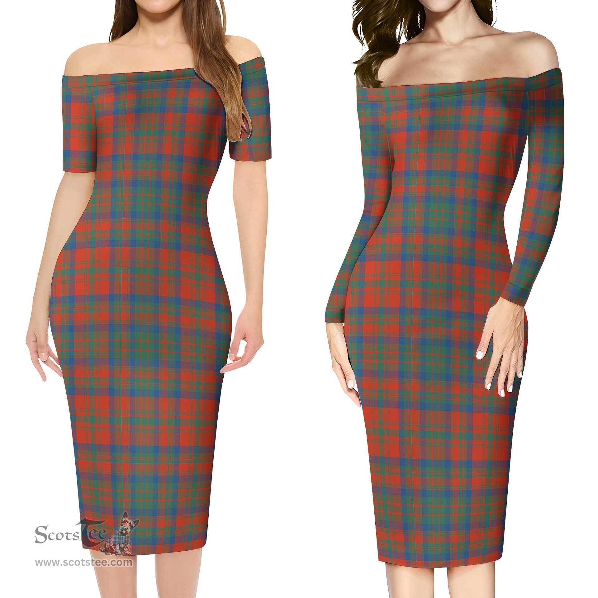 Matheson Ancient Tartan Off Shoulder Lady Dress Tartan Plaid Long Dress - ScotsTee Shop