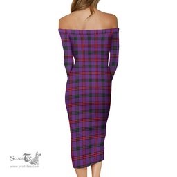 Montgomery Modern Tartan Off Shoulder Lady Dress Tartan Plaid Long Dress - ScotsTee Shop