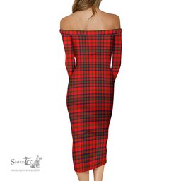 Matheson Modern Tartan Off Shoulder Lady Dress Tartan Plaid Long Dress - ScotsTee Shop