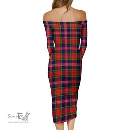 MacPherson Modern Tartan Off Shoulder Lady Dress Tartan Plaid Long Dress - ScotsTee Shop