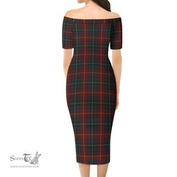 Meath County Ireland Tartan Off Shoulder Lady Dress Tartan Plaid Long Dress - ScotsTee Shop