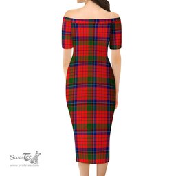 MacNicol of Scorrybreac Tartan Off Shoulder Lady Dress Tartan Plaid Long Dress - ScotsTee Shop