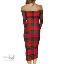 MacNicol of Scorrybreac Tartan Off Shoulder Lady Dress Tartan Plaid Long Dress - ScotsTee Shop