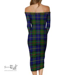 MacLeod of Harris Modern Tartan Off Shoulder Lady Dress Tartan Plaid Long Dress - ScotsTee Shop