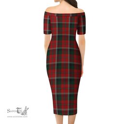 Montrose Tartan Off Shoulder Lady Dress Tartan Plaid Long Dress - ScotsTee Shop