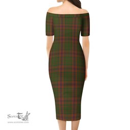MacGillivray Hunting Tartan Off Shoulder Lady Dress Tartan Plaid Long Dress - ScotsTee Shop