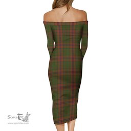 MacGillivray Hunting Tartan Off Shoulder Lady Dress Tartan Plaid Long Dress - ScotsTee Shop