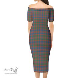 MacIntyre Ancient Tartan Off Shoulder Lady Dress Tartan Plaid Long Dress - ScotsTee Shop
