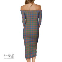 MacIntyre Ancient Tartan Off Shoulder Lady Dress Tartan Plaid Long Dress - ScotsTee Shop