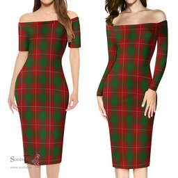 MacFie Tartan Off Shoulder Lady Dress Tartan Plaid Long Dress - ScotsTee Shop
