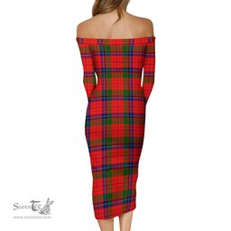 Nicolson Modern Tartan Off Shoulder Lady Dress Tartan Plaid Long Dress - ScotsTee Shop