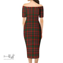 MacInnes Hastie Tartan Off Shoulder Lady Dress Tartan Plaid Long Dress - ScotsTee Shop