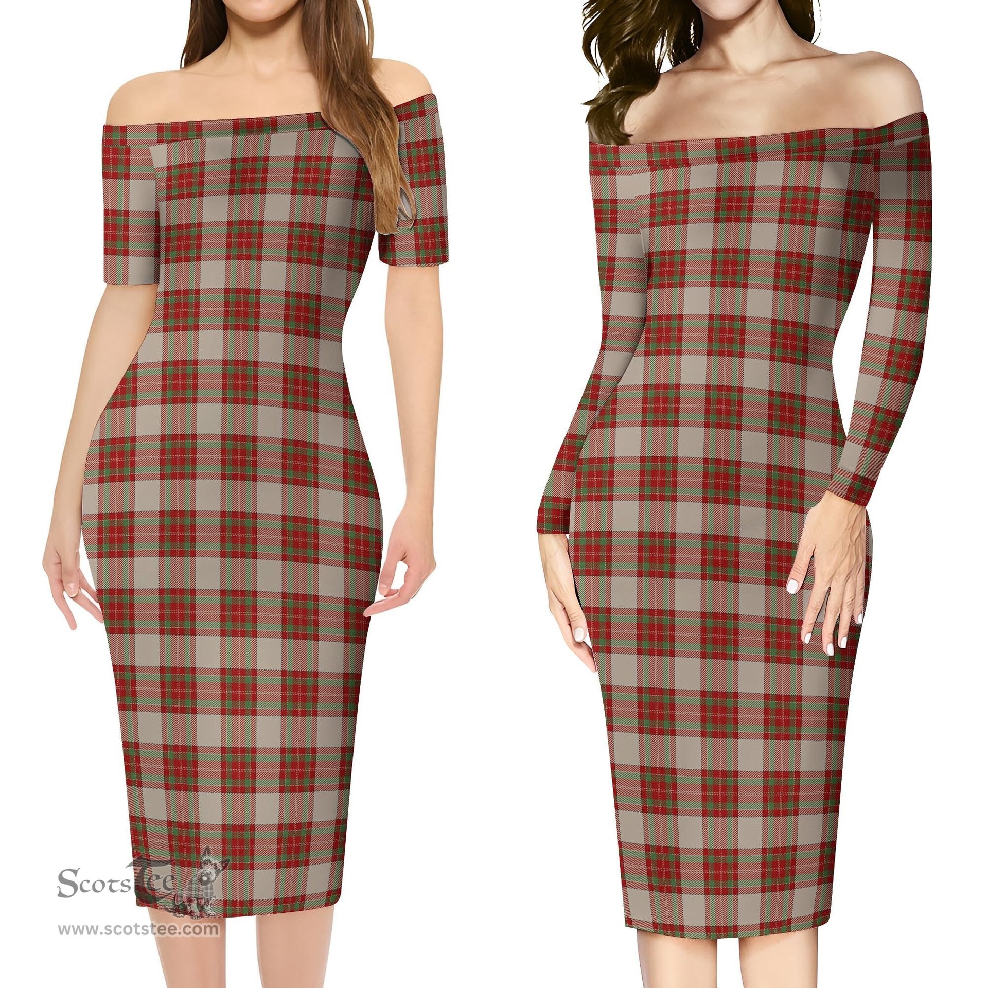 McBrayer Dress Tartan Off Shoulder Lady Dress Tartan Plaid Long Dress - ScotsTee Shop