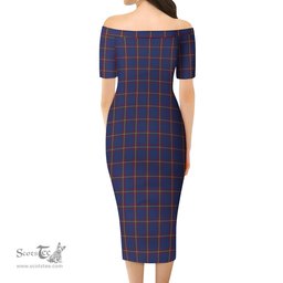 MacLaine of Lochbuie Tartan Off Shoulder Lady Dress Tartan Plaid Long Dress - ScotsTee Shop