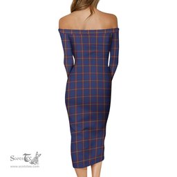 MacLaine of Lochbuie Tartan Off Shoulder Lady Dress Tartan Plaid Long Dress - ScotsTee Shop