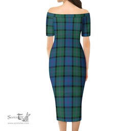 MacThomas Tartan Off Shoulder Lady Dress Tartan Plaid Long Dress - ScotsTee Shop