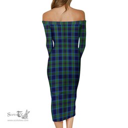 Miller Tartan Off Shoulder Lady Dress Tartan Plaid Long Dress - ScotsTee Shop