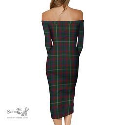 Mayo County Ireland Tartan Off Shoulder Lady Dress Tartan Plaid Long Dress - ScotsTee Shop