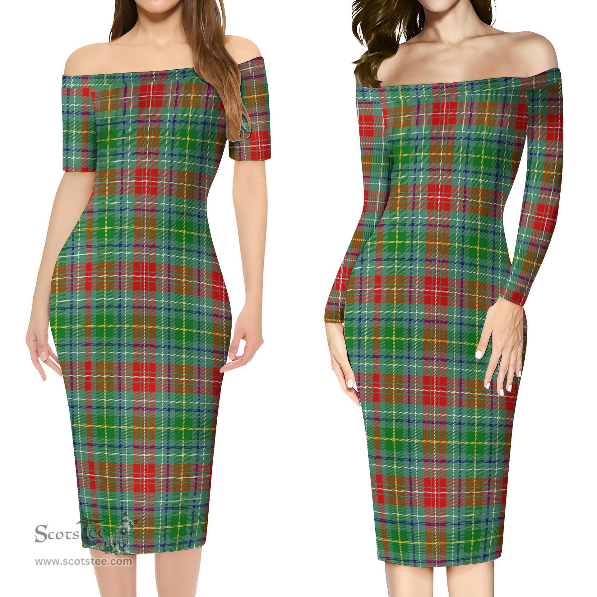 Muirhead Tartan Off Shoulder Lady Dress Tartan Plaid Long Dress - ScotsTee Shop