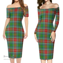 Muirhead Tartan Off Shoulder Lady Dress Tartan Plaid Long Dress - ScotsTee Shop