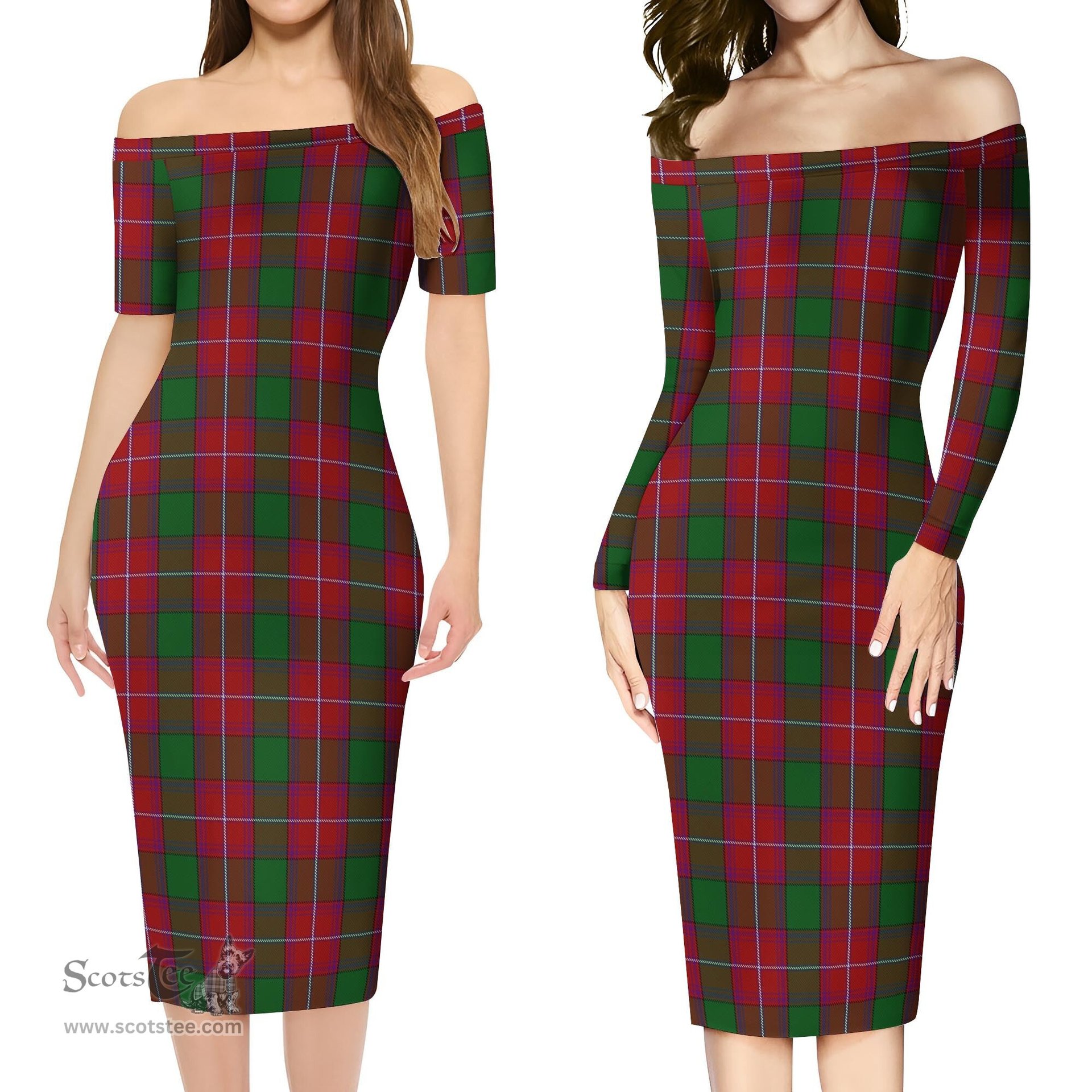 Rattray Tartan Off Shoulder Lady Dress Tartan Plaid Long Dress - ScotsTee Shop