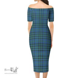 Matheson Hunting Ancient Tartan Off Shoulder Lady Dress Tartan Plaid Long Dress - ScotsTee Shop