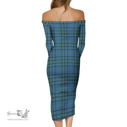 Matheson Hunting Ancient Tartan Off Shoulder Lady Dress Tartan Plaid Long Dress - ScotsTee Shop
