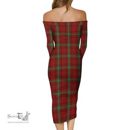 Morrison Tartan Off Shoulder Lady Dress Tartan Plaid Long Dress - ScotsTee Shop