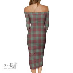 MacGregor Hunting Ancient Tartan Off Shoulder Lady Dress Tartan Plaid Long Dress - ScotsTee Shop