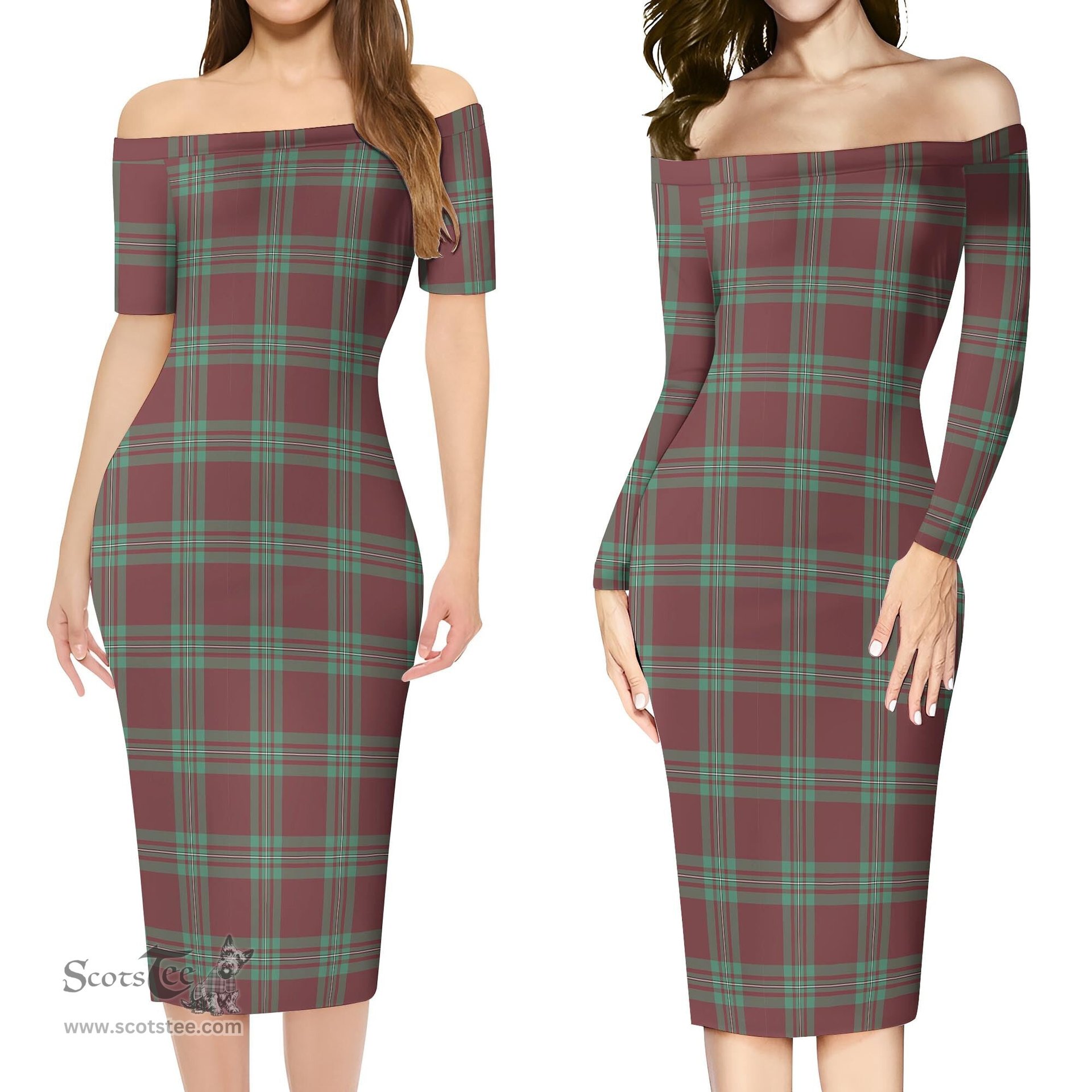 MacGregor Hunting Ancient Tartan Off Shoulder Lady Dress Tartan Plaid Long Dress - ScotsTee Shop