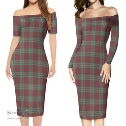 MacGregor Hunting Ancient Tartan Off Shoulder Lady Dress Tartan Plaid Long Dress - ScotsTee Shop
