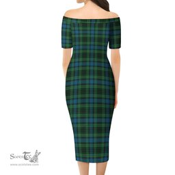 O'Connor Tartan Off Shoulder Lady Dress Tartan Plaid Long Dress - ScotsTee Shop