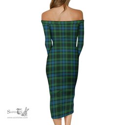 O'Connor Tartan Off Shoulder Lady Dress Tartan Plaid Long Dress - ScotsTee Shop