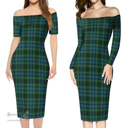 O'Connor Tartan Off Shoulder Lady Dress Tartan Plaid Long Dress - ScotsTee Shop