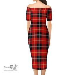 Majoribanks Tartan Off Shoulder Lady Dress Tartan Plaid Long Dress - ScotsTee Shop
