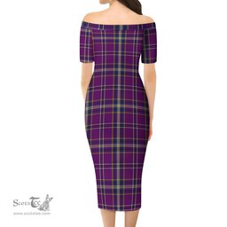 O'Riagain Tartan Off Shoulder Lady Dress Tartan Plaid Long Dress - ScotsTee Shop
