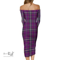 O'Riagain Tartan Off Shoulder Lady Dress Tartan Plaid Long Dress - ScotsTee Shop