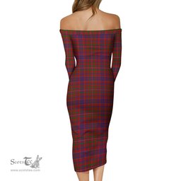 MacLeod Red Tartan Off Shoulder Lady Dress Tartan Plaid Long Dress - ScotsTee Shop