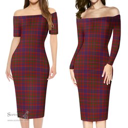MacLeod Red Tartan Off Shoulder Lady Dress Tartan Plaid Long Dress - ScotsTee Shop