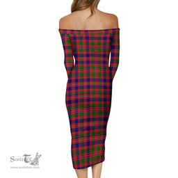 MacIntyre Modern Tartan Off Shoulder Lady Dress Tartan Plaid Long Dress - ScotsTee Shop