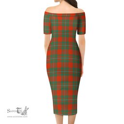 MacGregor Ancient Tartan Off Shoulder Lady Dress Tartan Plaid Long Dress - ScotsTee Shop