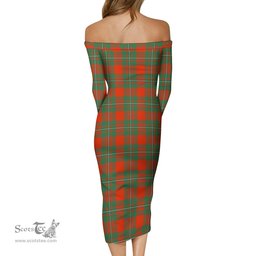 MacGregor Ancient Tartan Off Shoulder Lady Dress Tartan Plaid Long Dress - ScotsTee Shop