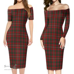 MacKinnon Tartan Off Shoulder Lady Dress Tartan Plaid Long Dress - ScotsTee Shop