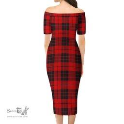 MacLeod of Raasay Tartan Off Shoulder Lady Dress Tartan Plaid Long Dress - ScotsTee Shop