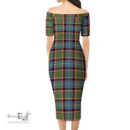 Norvel Tartan Off Shoulder Lady Dress Tartan Plaid Long Dress - ScotsTee Shop