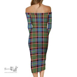 Norvel Tartan Off Shoulder Lady Dress Tartan Plaid Long Dress - ScotsTee Shop